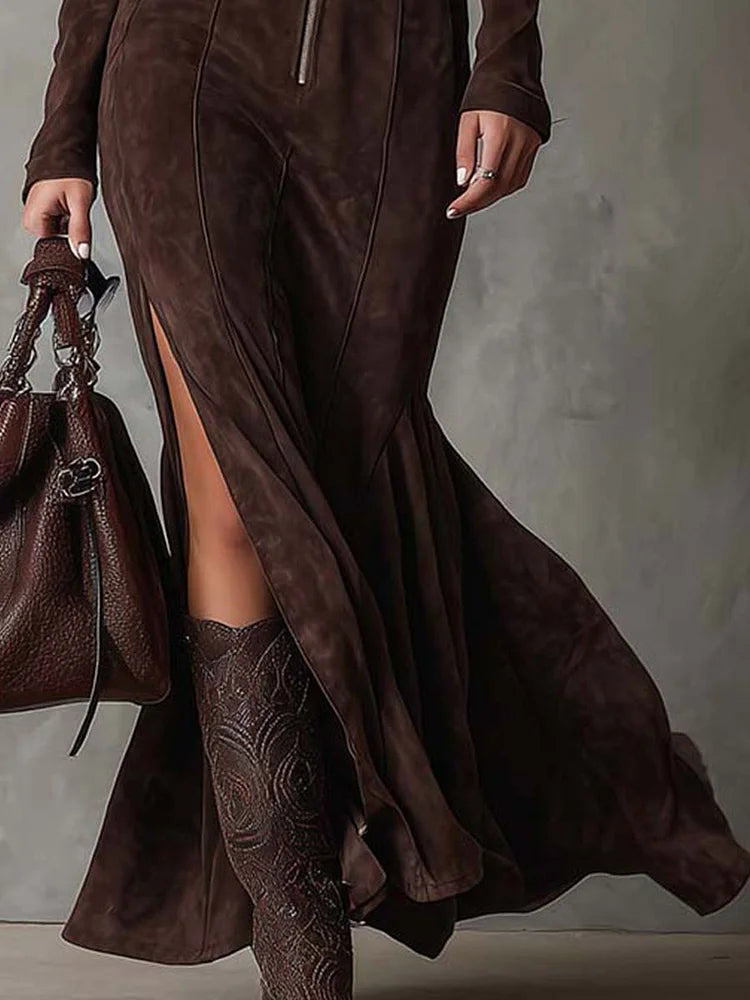 Cataina™ | Vestido largo vintage con cinturón